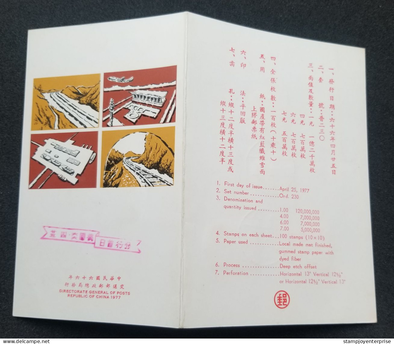 Taiwan 9 Major Construction Project 1977 Railway Airport Highway Train Locomotive (FDC) *card *see Scan - Brieven En Documenten