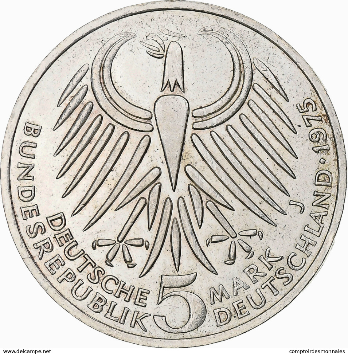 Monnaie, République Fédérale Allemande, 5 Mark, 1975, Hamburg, Germany, SUP - 5 Mark