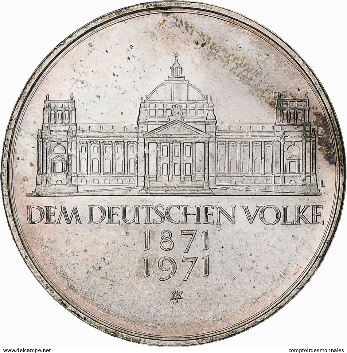 République Fédérale Allemande, 5 Mark, 1971, Karlsruhe, Argent, TTB, KM:128.1 - 5 Mark