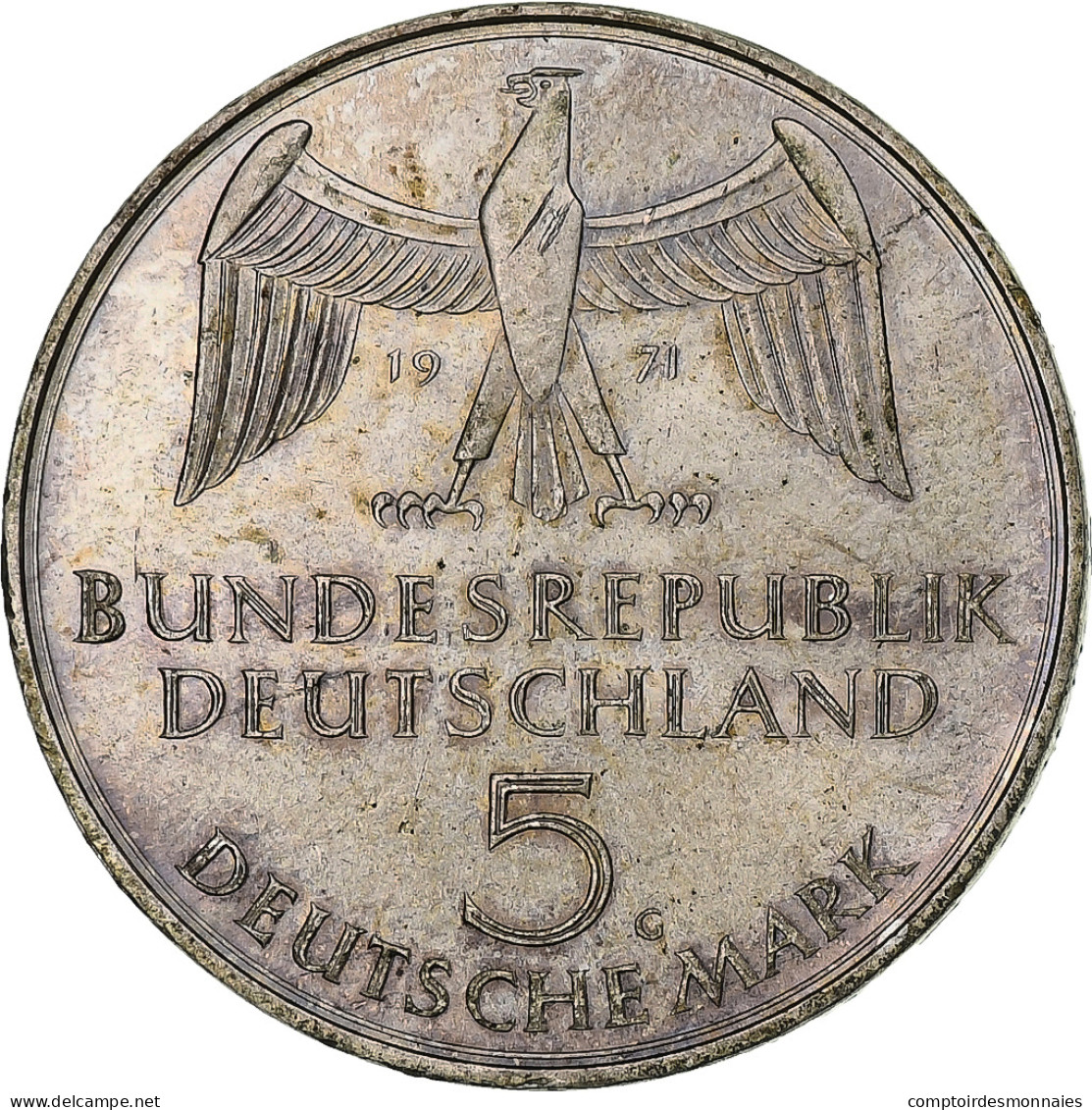 République Fédérale Allemande, 5 Mark, 1971, Karlsruhe, Argent, TTB, KM:128.1 - 5 Mark