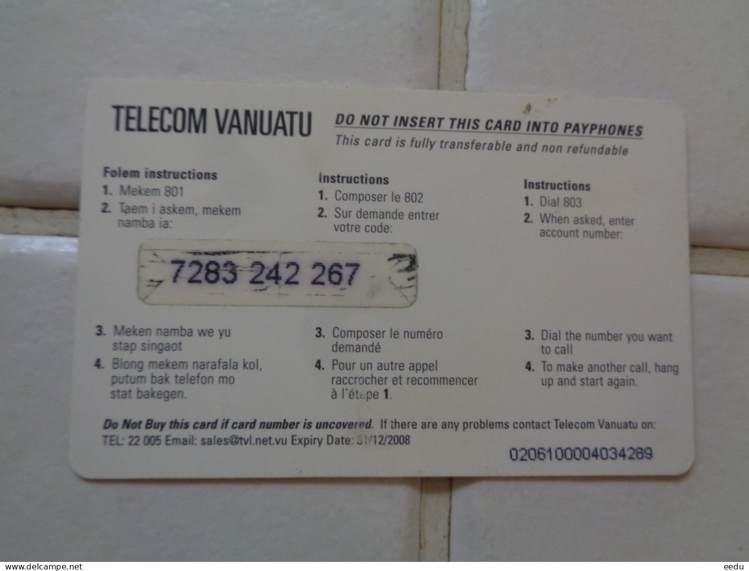 Vanuatu Phonecard - Vanuatu