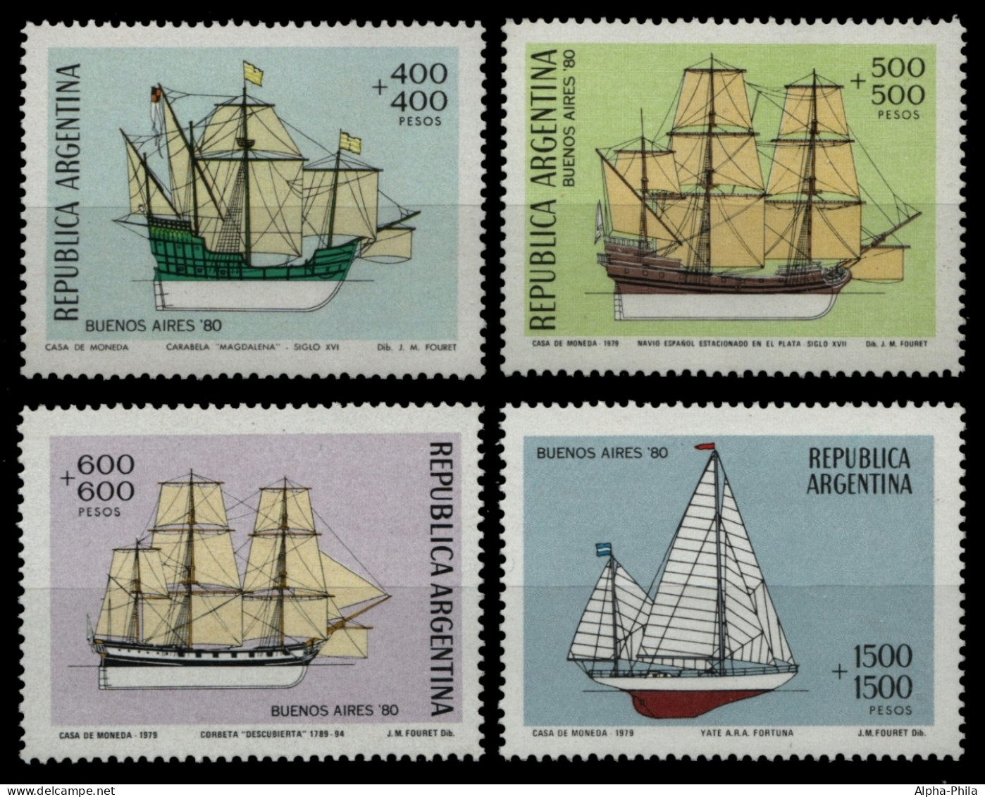 Argentinien 1979 - Mi-Nr. 1405-1408 ** - MNH - Schiffe / Ships - Ongebruikt
