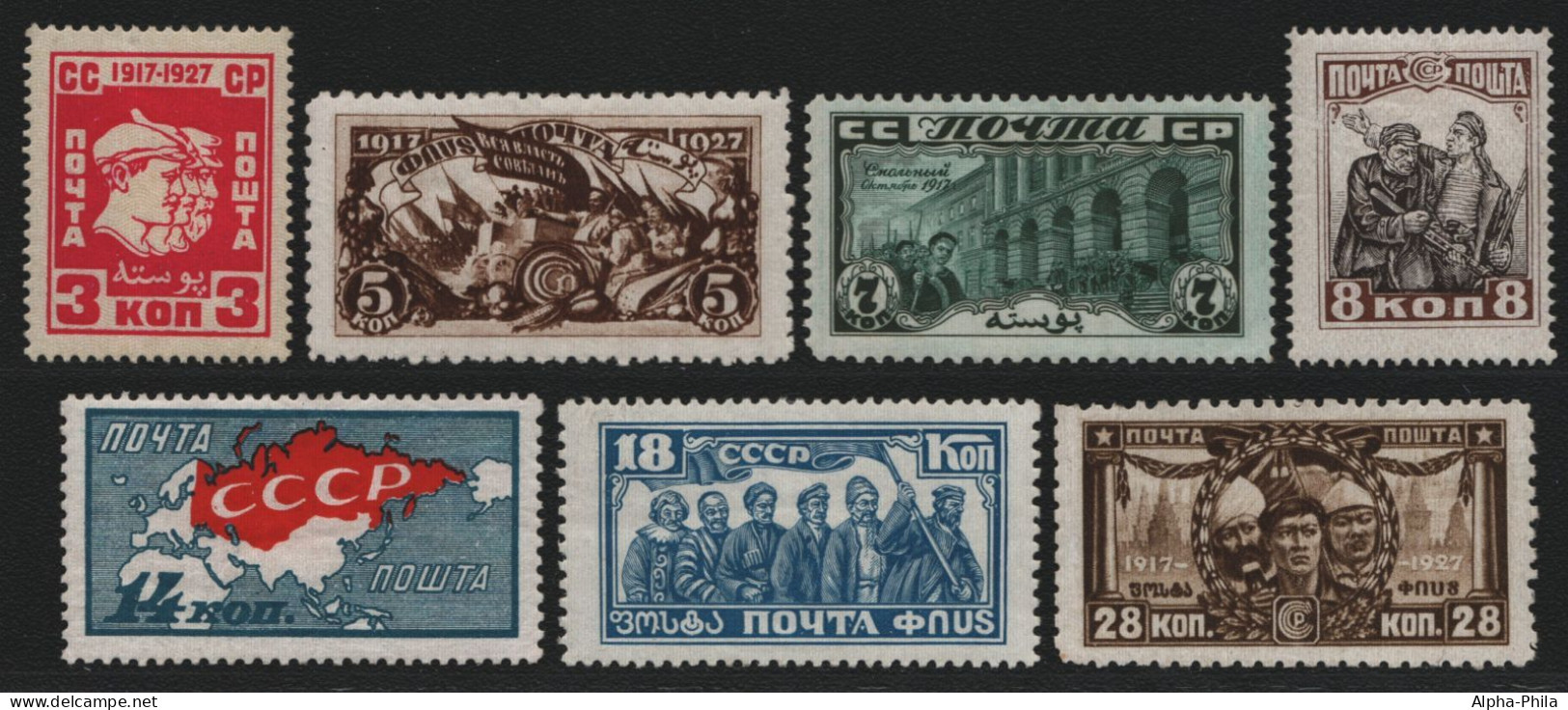 Russia / Sowjetunion 1927 - Mi-Nr. 328-334 * - MH - Falz (II) - Nuovi