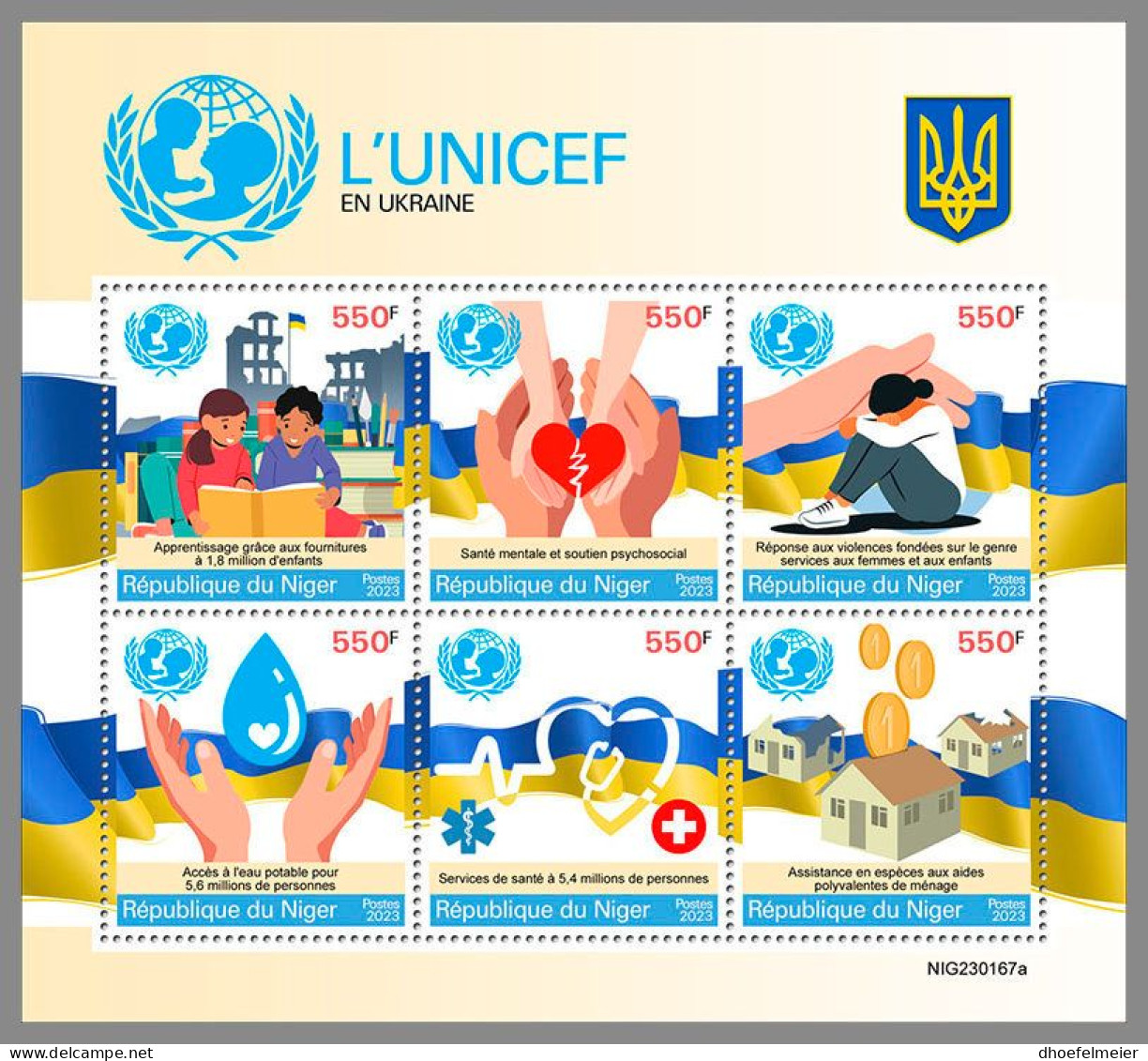 NIGER 2023 MNH UNICEF Red Cross Rotes Kreuz M/S - IMPERFORATED – DHQ2344 - UNICEF