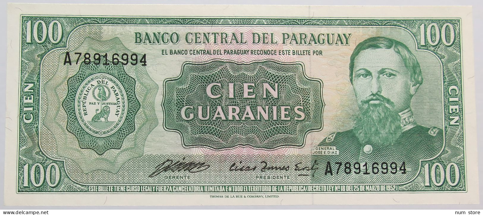 PARAGUAY 100 GUARANIES 1952 TOP #alb014 0075 - Paraguay