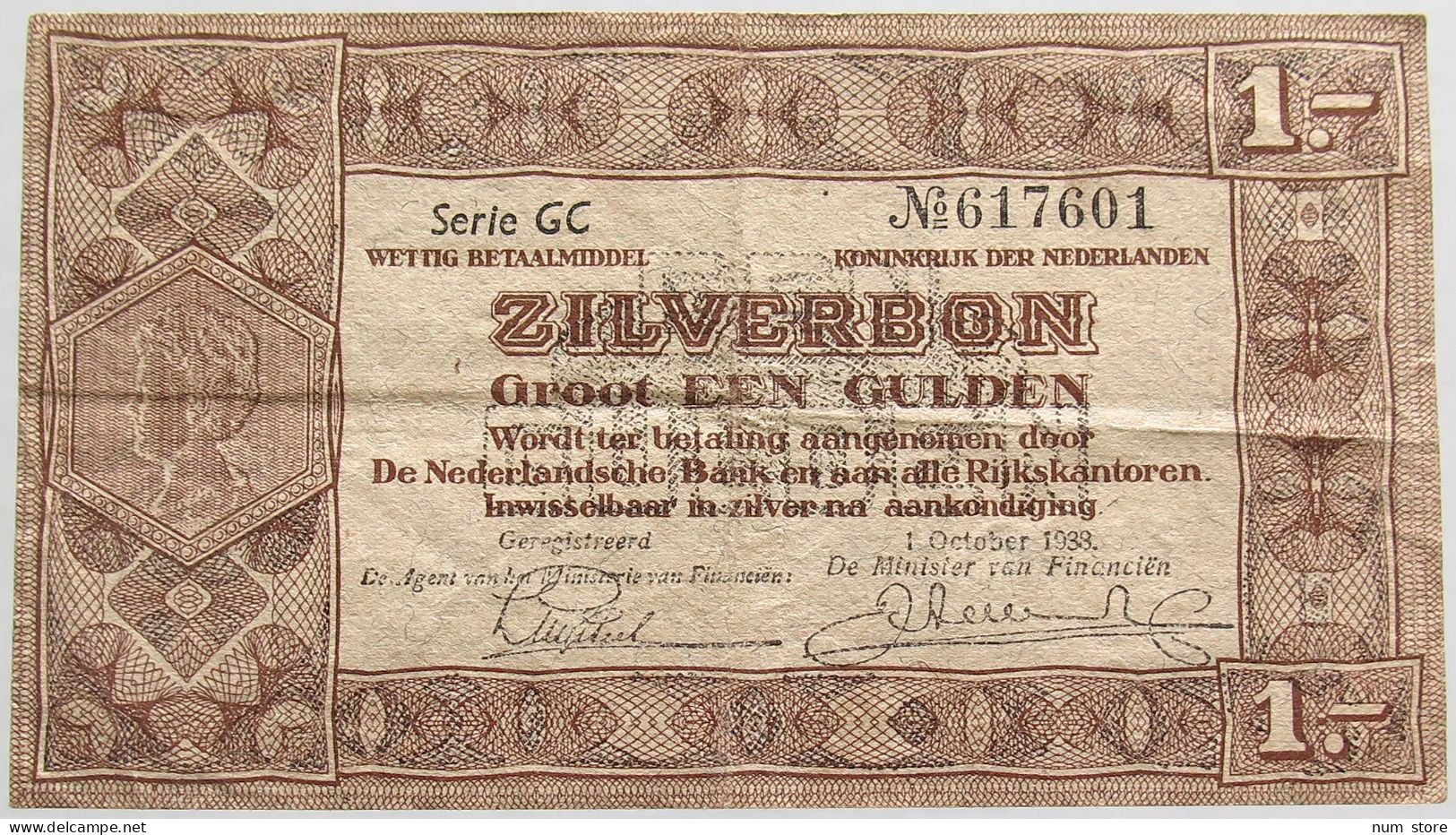 NETHERLANDS 1 GULDEN 1938 #alb018 0243 - 1 Gulde