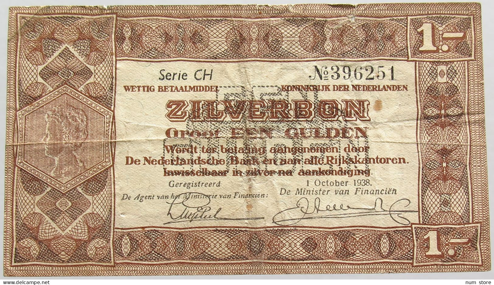 NETHERLANDS 1 GULDEN 1938 #alb018 0239 - 1  Florín Holandés (gulden)