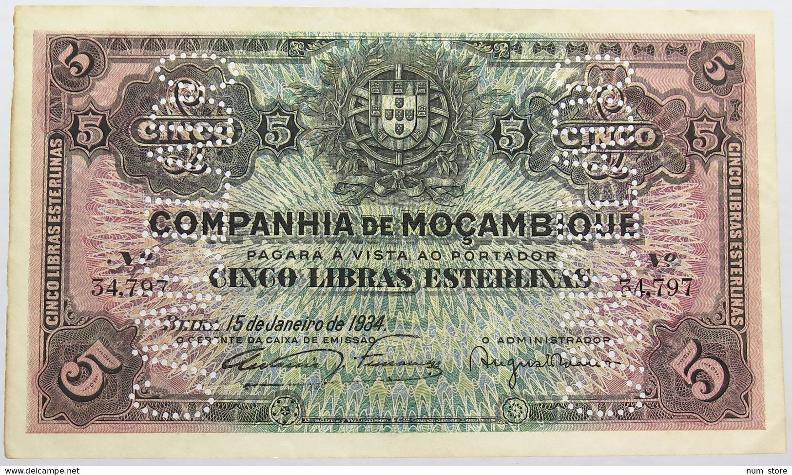MOZAMBIQUE 5 LIBRAS 1934 #alb013 0149 - Mozambique