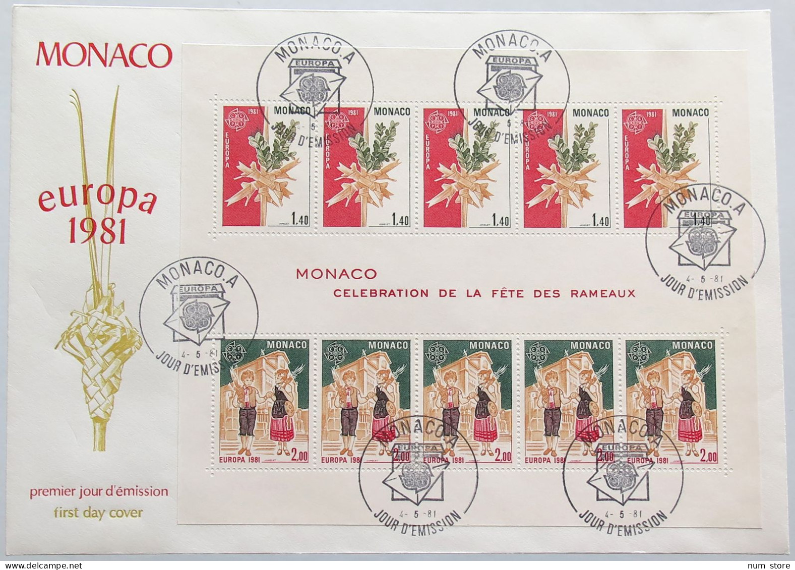 MONACO STAMPS, STATIONERY 1981 FETE DES RAMEAUX #alb006 0009 - Mónaco