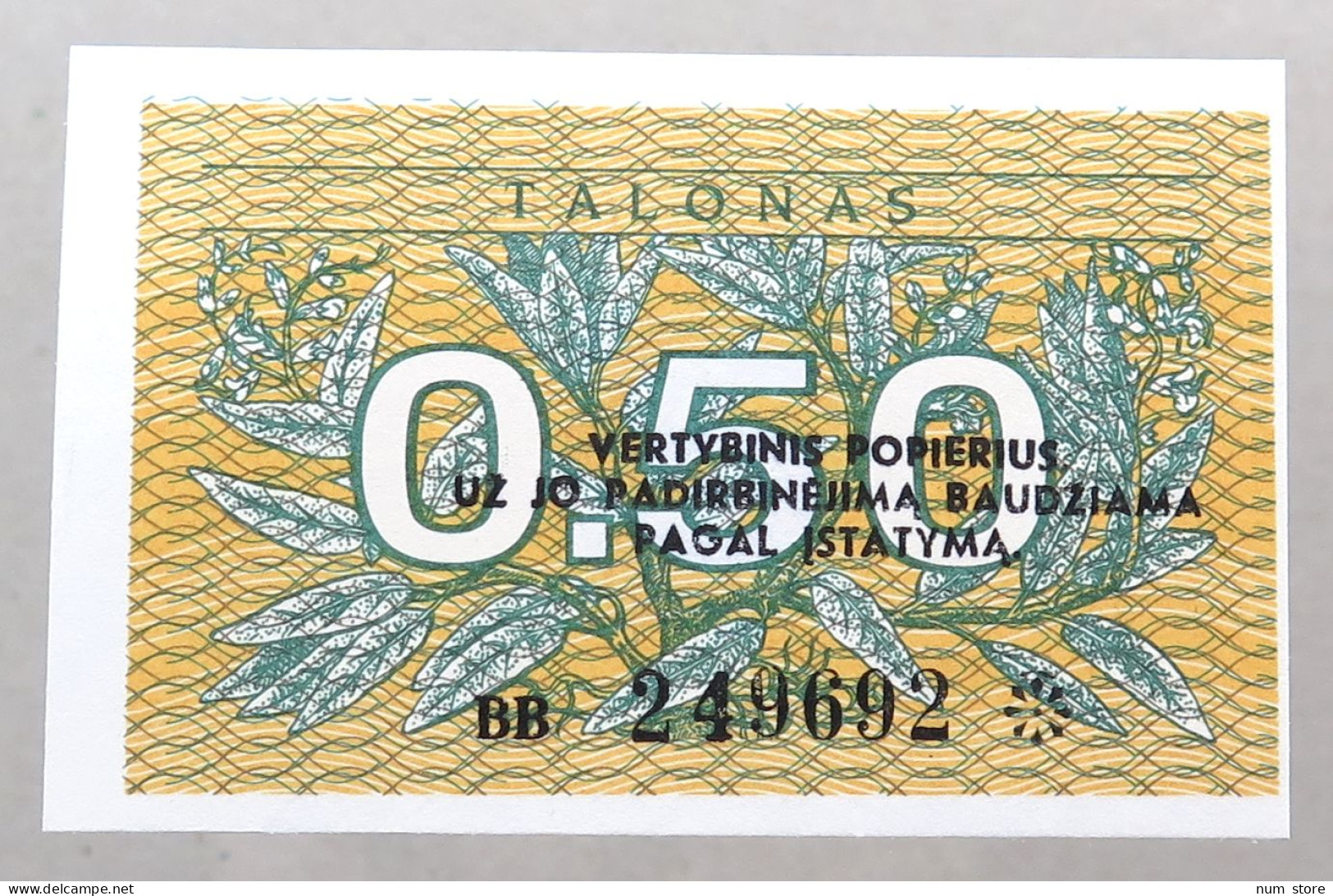 LITHUANIA 0.5 TALONAS 1991 TOP #alb050 0695 - Lituania