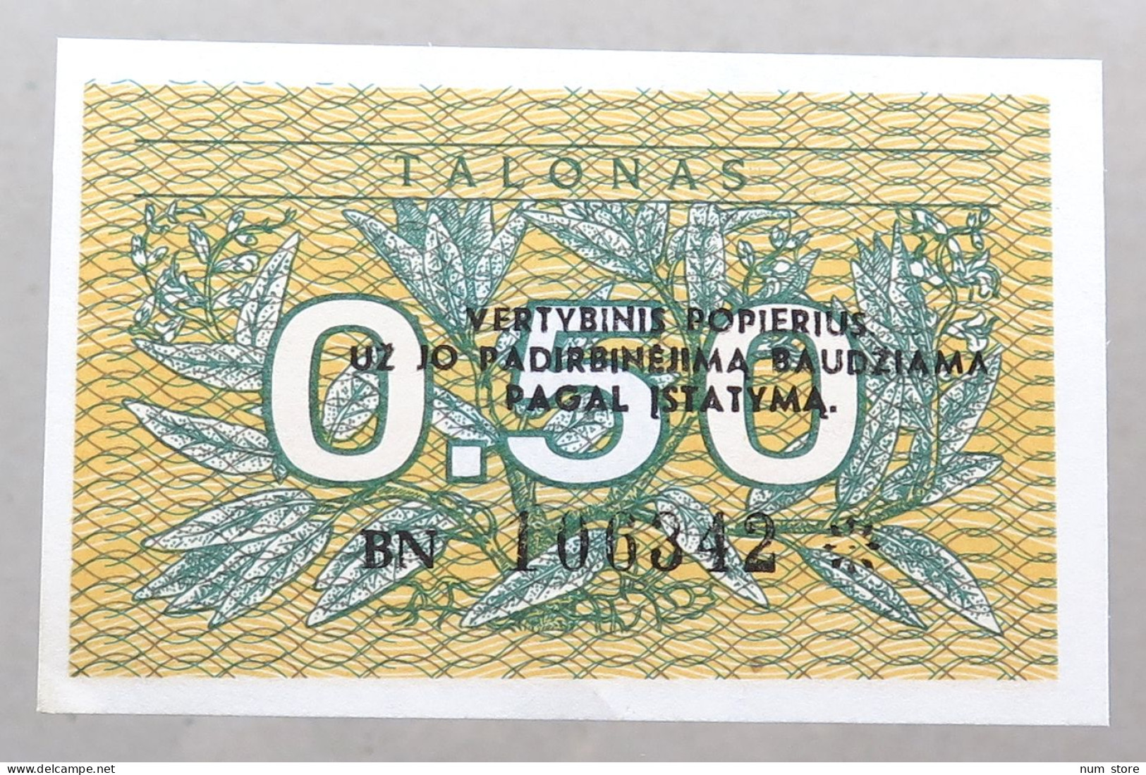 LITHUANIA 0.5 TALONAS 1991 TOP #alb050 0687 - Lituanie