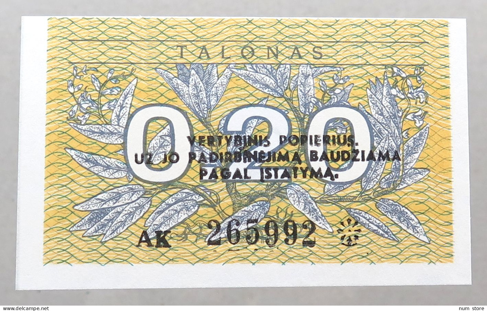 LITHUANIA 0.2 TALONAS 1991 TOP #alb050 0675 - Lituanie