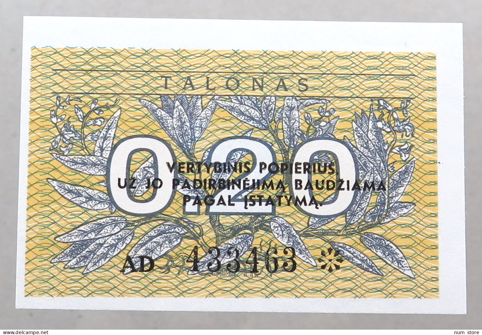 LITHUANIA 0.2 TALONAS 1991 TOP #alb050 0673 - Lithuania