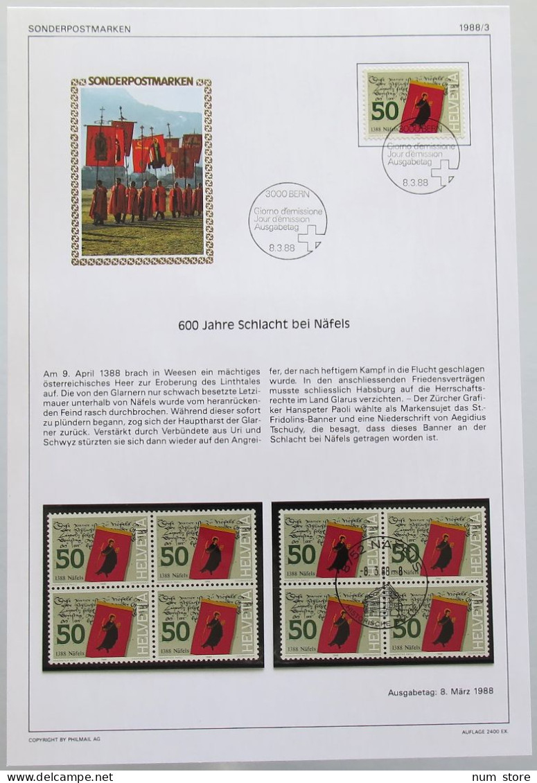SWITZERLAND STAMPS, STATIONERY 600 JAHRE SCHLACHT BEI NAFELS 1988 #alb006 0051 - Schweiz