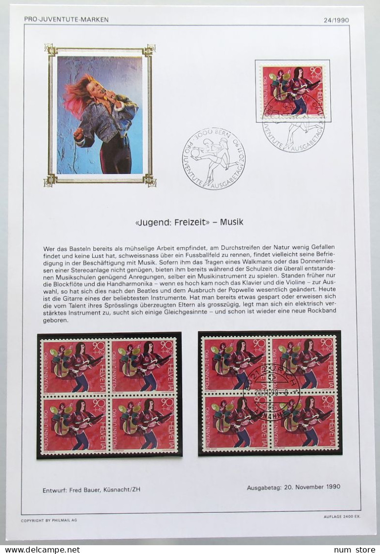 SWITZERLAND STAMPS, STATIONERY JUGEND, FREIZEIT MUSIK 1990 #alb006 0039 - Zwitserland