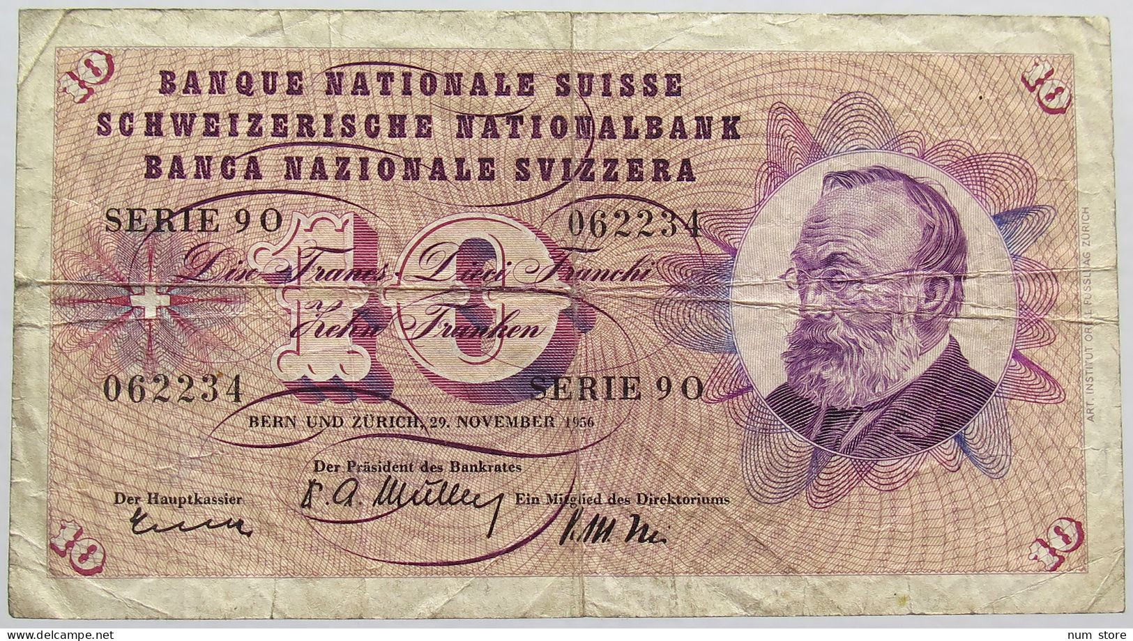 SWITZERLAND 10 FRANCS 1956 #alb013 0121 - Switzerland