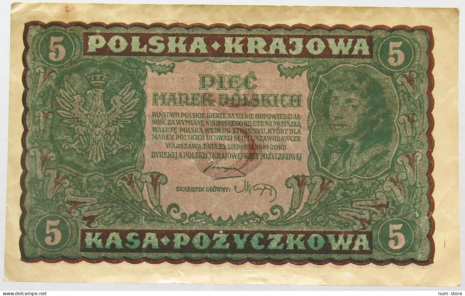 POLAND 5 MAREK 1919 #alb017 0029 - Pologne