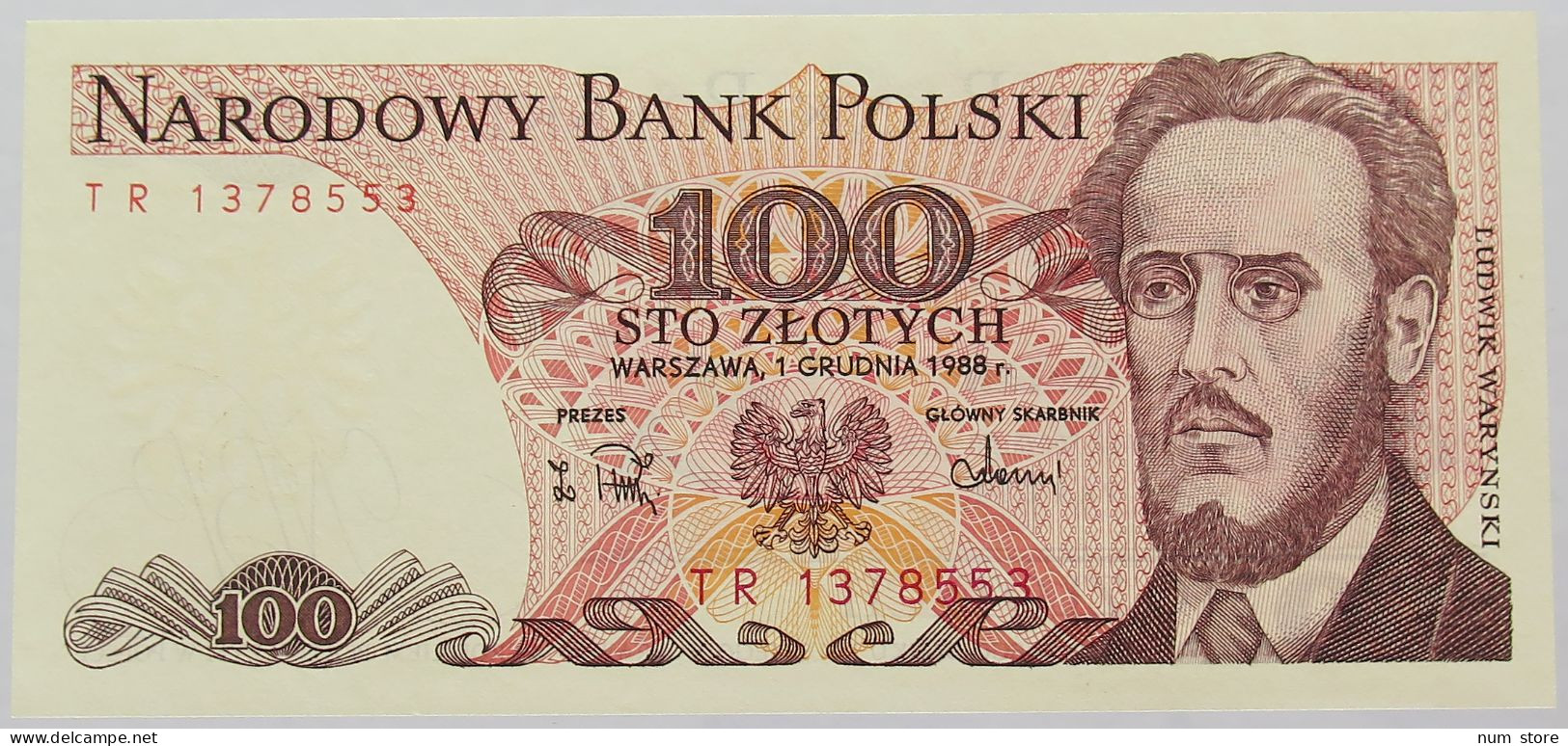 POLAND 100 ZLOTYCH 1988 TOP #alb016 0189 - Pologne