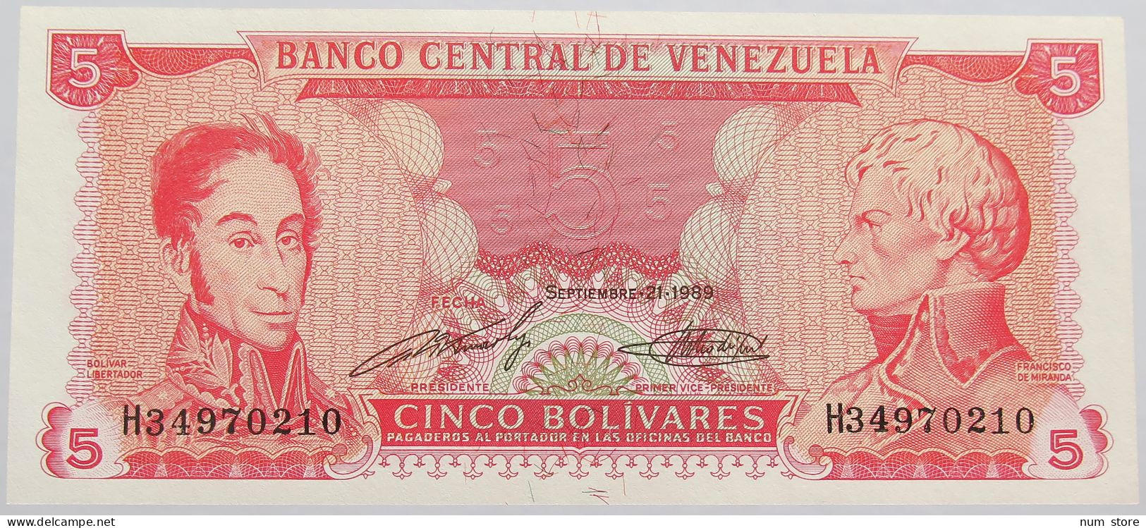 VENEZUELA 5 BOLIVARES 1989 TOP #alb014 0109 - Venezuela