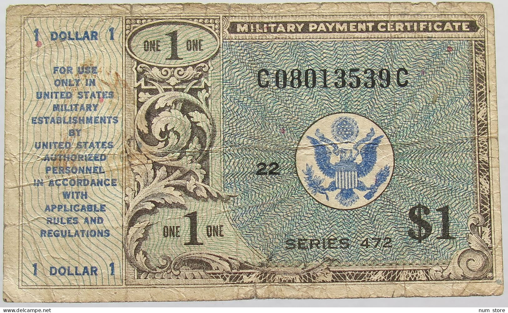 UNITED STATES 1 DOLLAR 1946 MILITARY #alb015 0203 - Non Classés