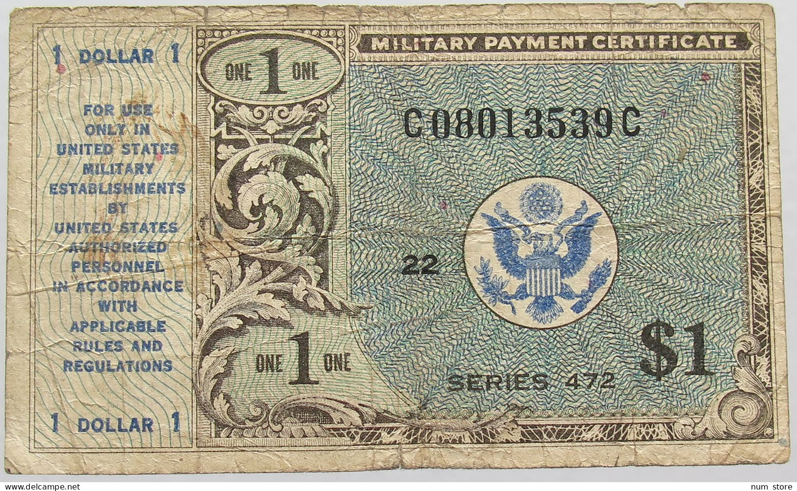 UNITED STATES 1 DOLLAR 1946 MILITARY #alb015 0203 - Unclassified