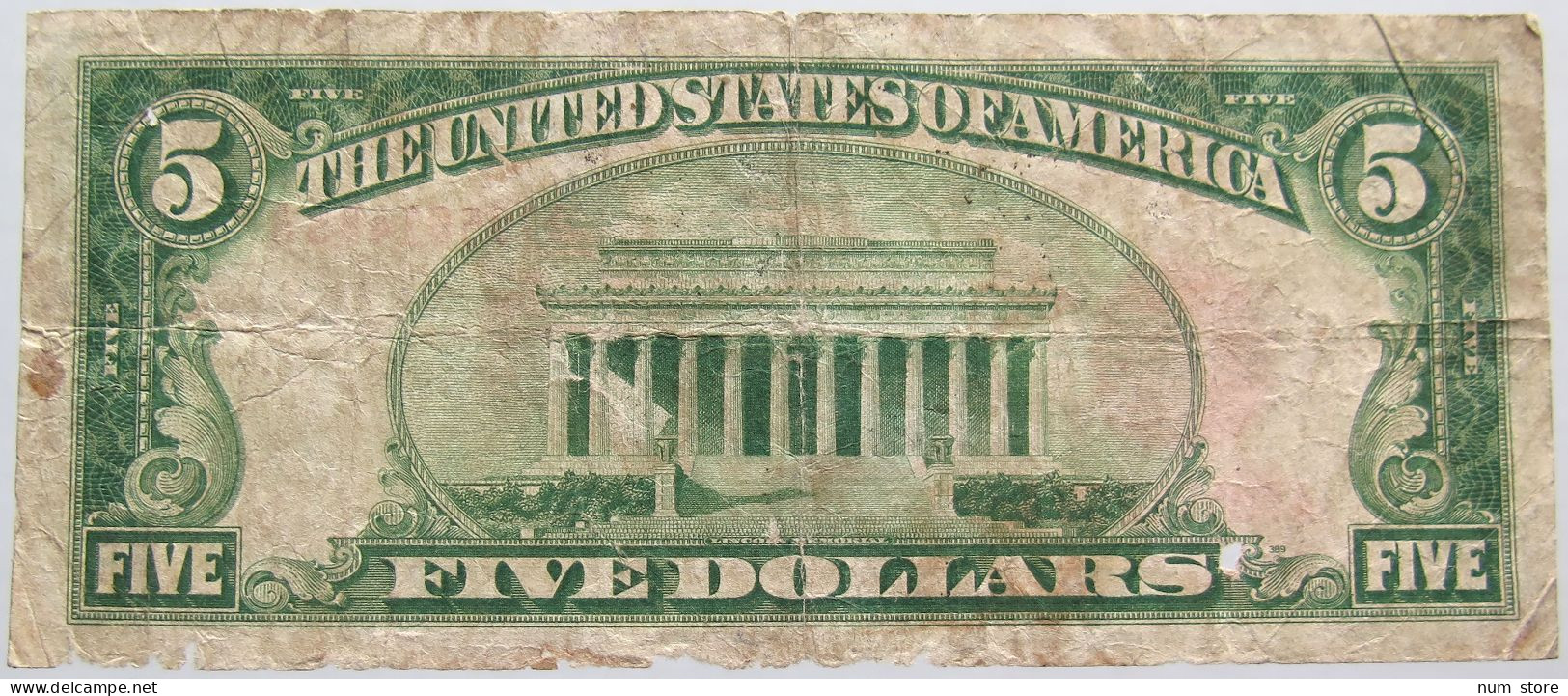 UNITED STATES 5 DOLLARS 1928 #alb011 0063 - Biglietti Degli Stati Uniti (1928-1953)