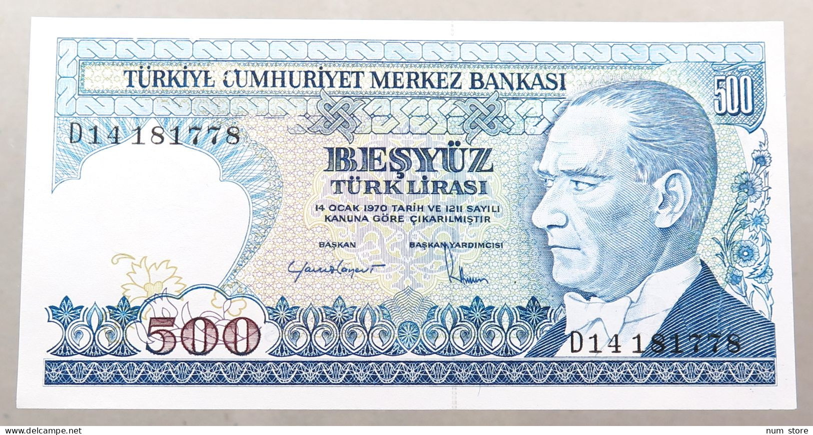 TURKEY 500 LIRASI 1970 TOP #alb049 1135 - Turquie