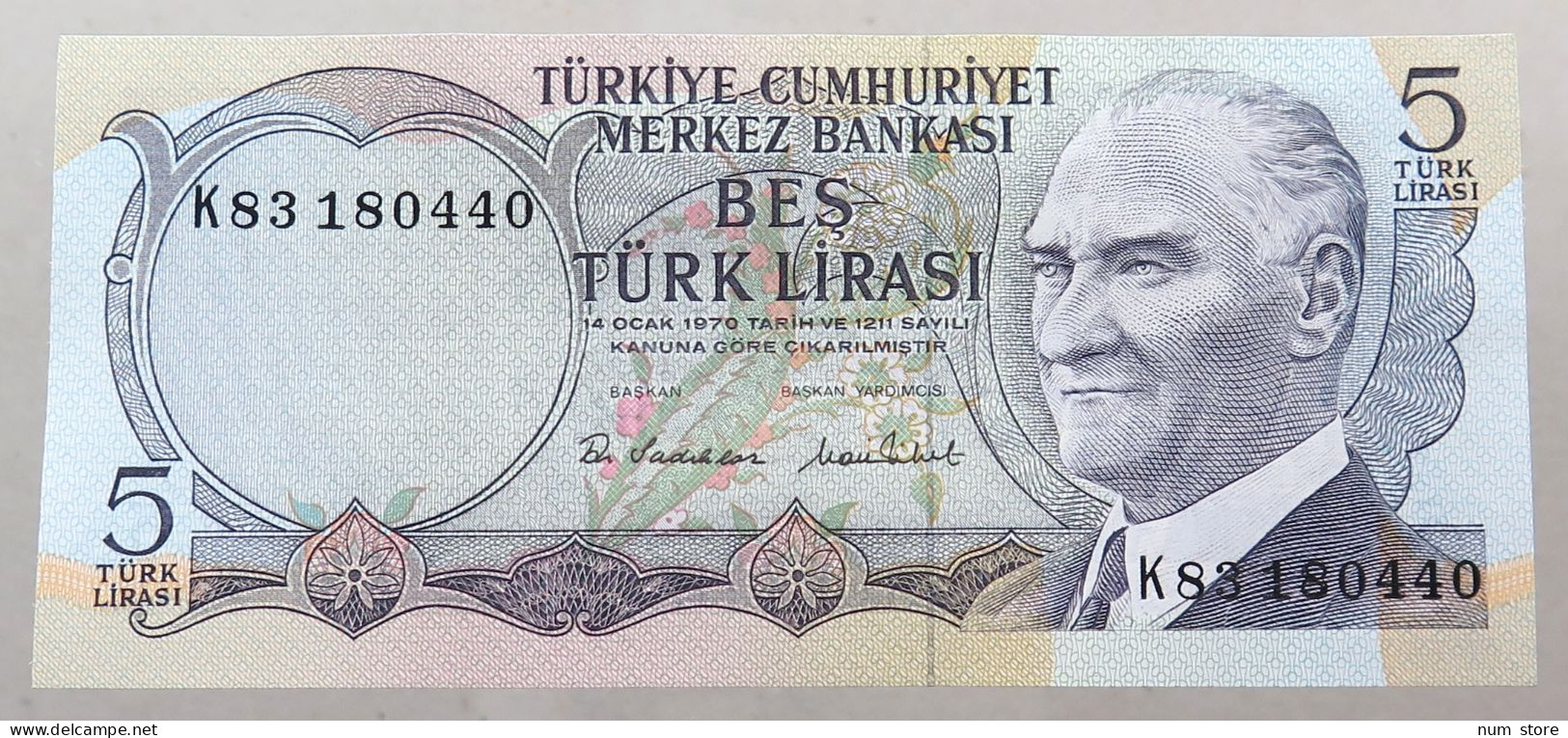 TURKEY 5 LIRASI 1970 TOP #alb049 1079 - Turquie