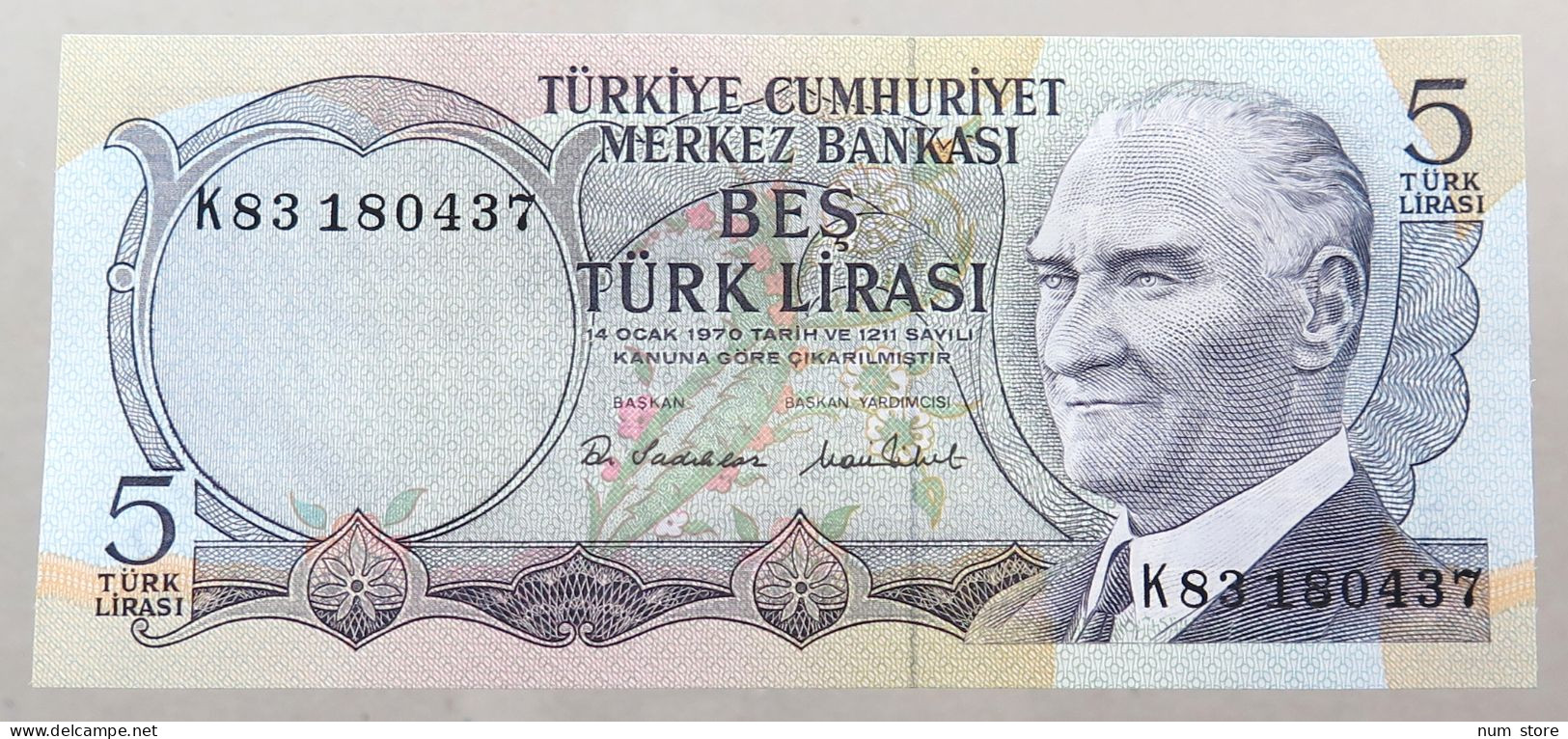 TURKEY 5 LIRASI 1970 TOP #alb049 1081 - Turquie