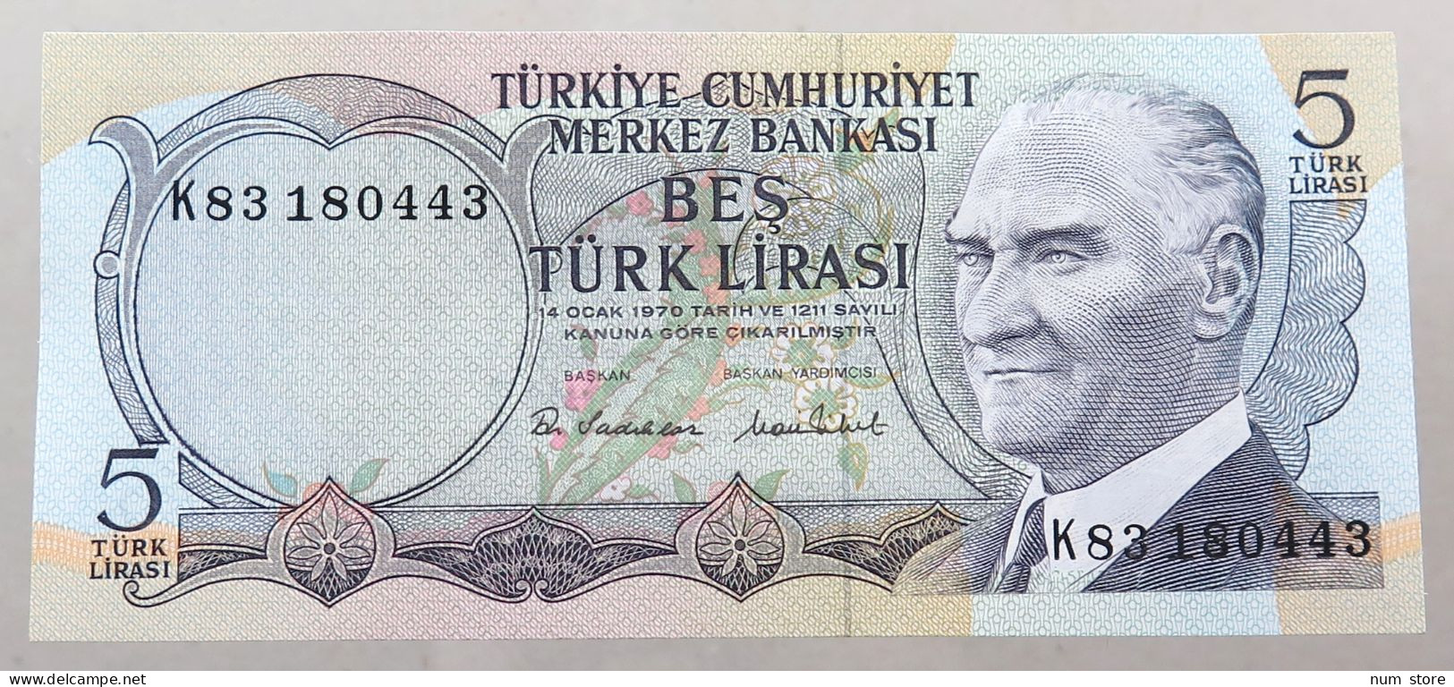 TURKEY 5 LIRASI 1970 TOP #alb049 1071 - Turquie