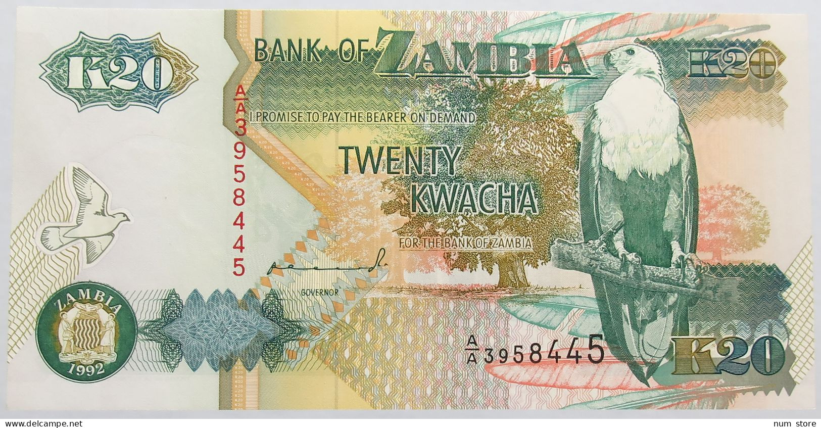 ZAMBIA 20 KWACHA 1992 TOP #alb014 0543 - Zambie