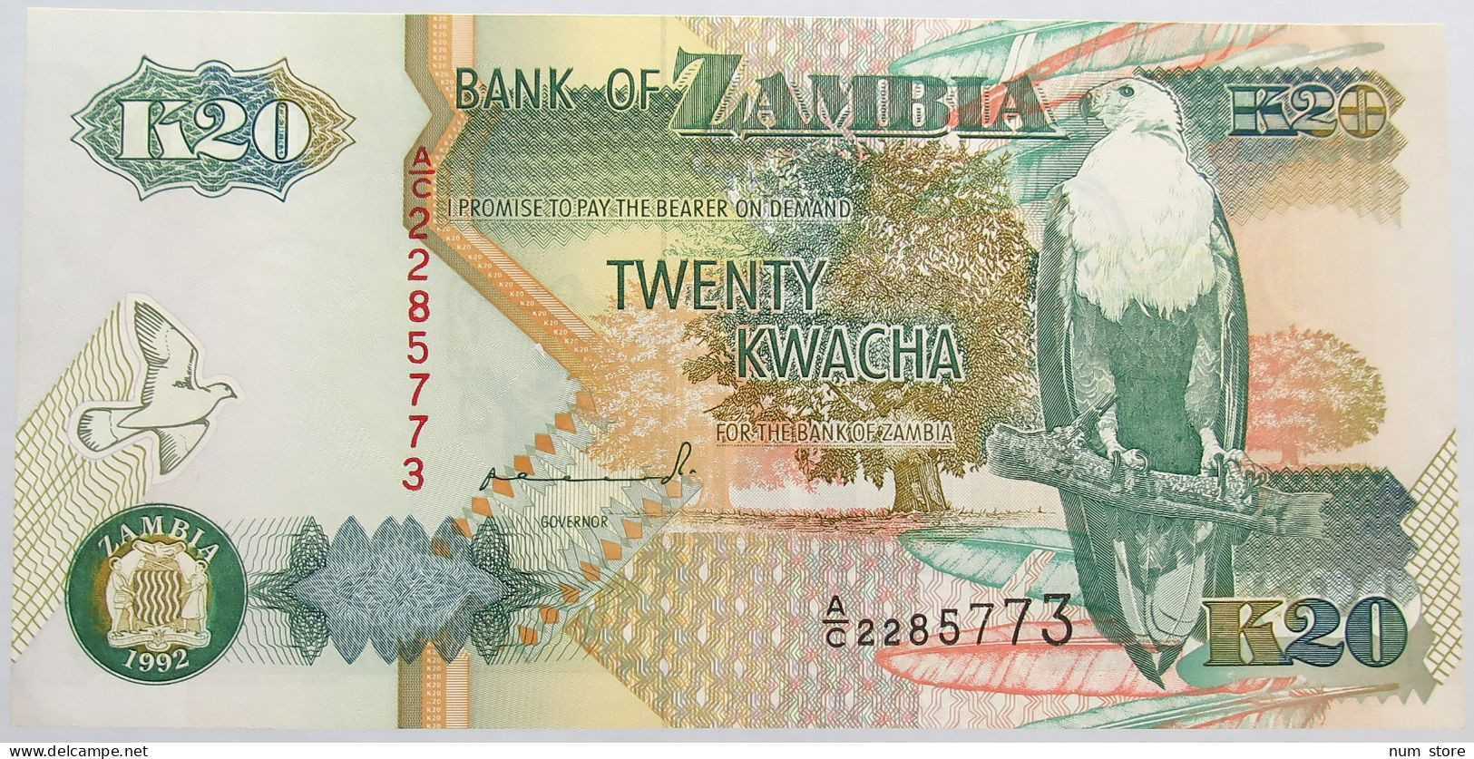 ZAMBIA 20 KWACHA 1992 TOP #alb014 0551 - Zambie