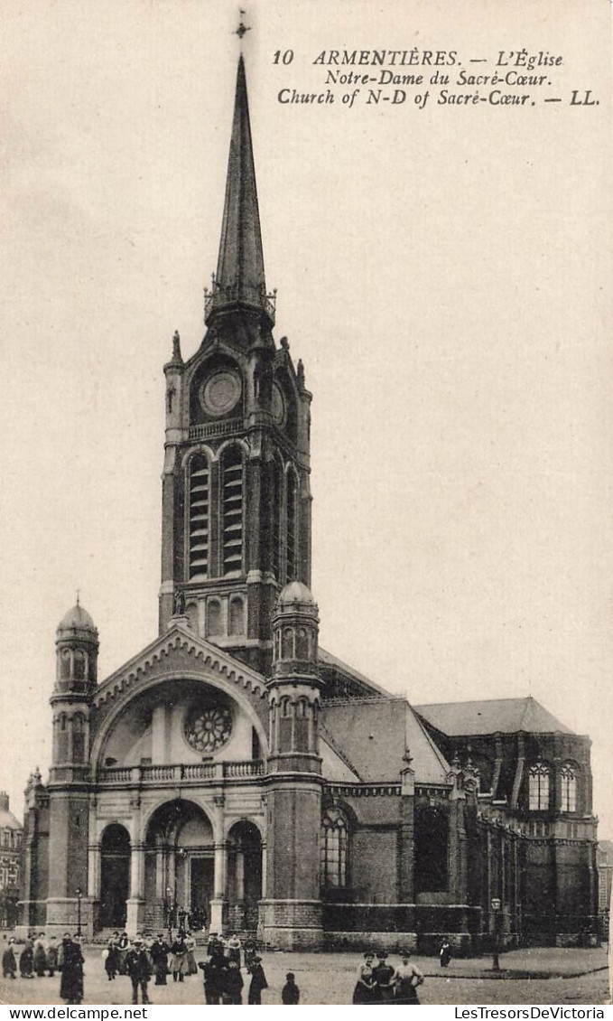 FRANCE - Armentières - L'église Notre-Dame Du Sacré-Cœur - Animé - Carte Postale Ancienne - Armentieres