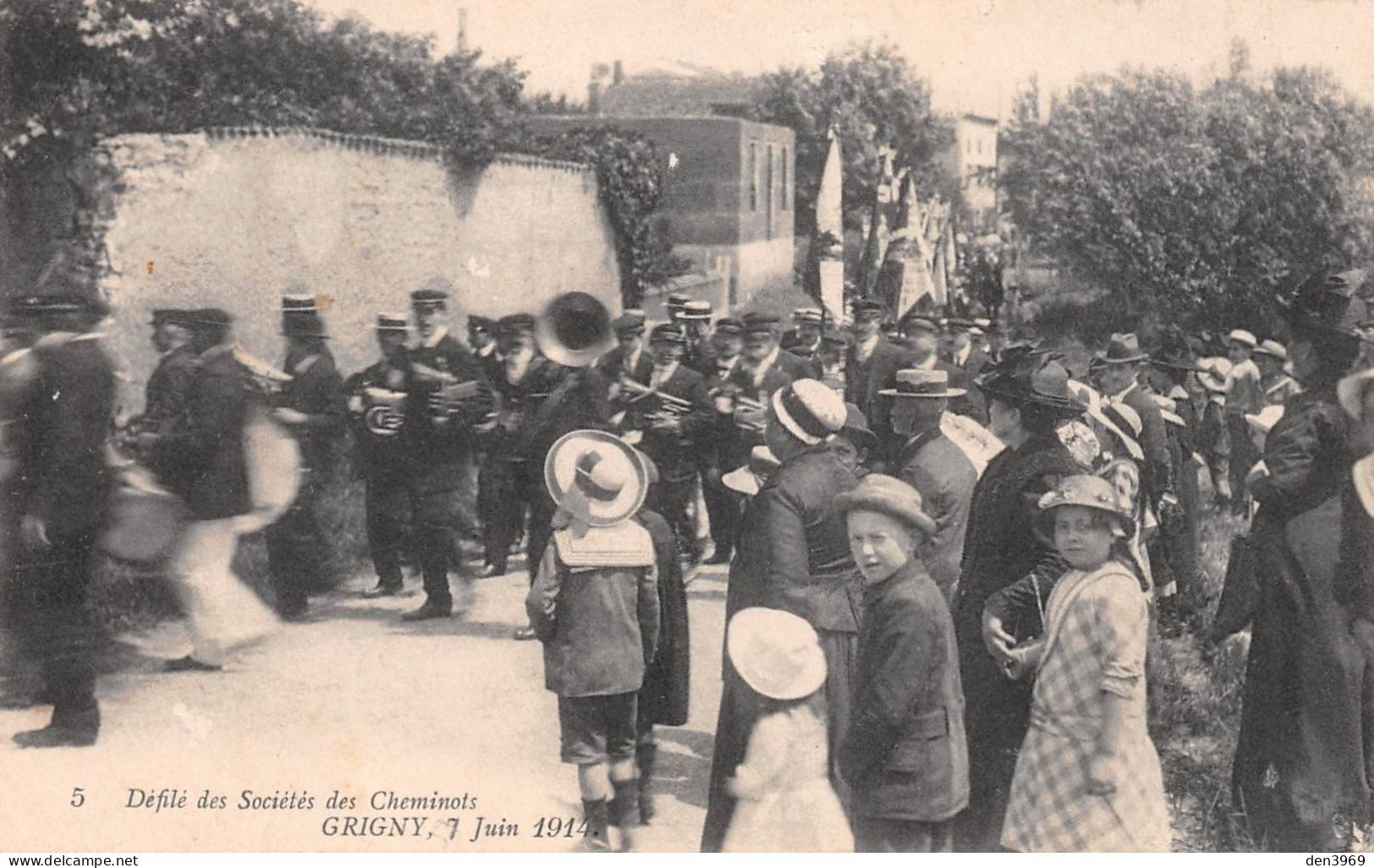 GRIGNY (Rhône) - Défilé Des Sociétés Des Cheminots, 7 Juin 1914 - Grigny