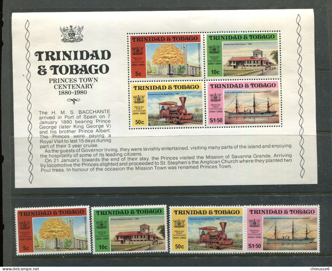 Trinité Et Tobago ** N° 409 à 412 + Bloc 30 - Centenaire Dela Ville De Princes - Trinidad & Tobago (1962-...)