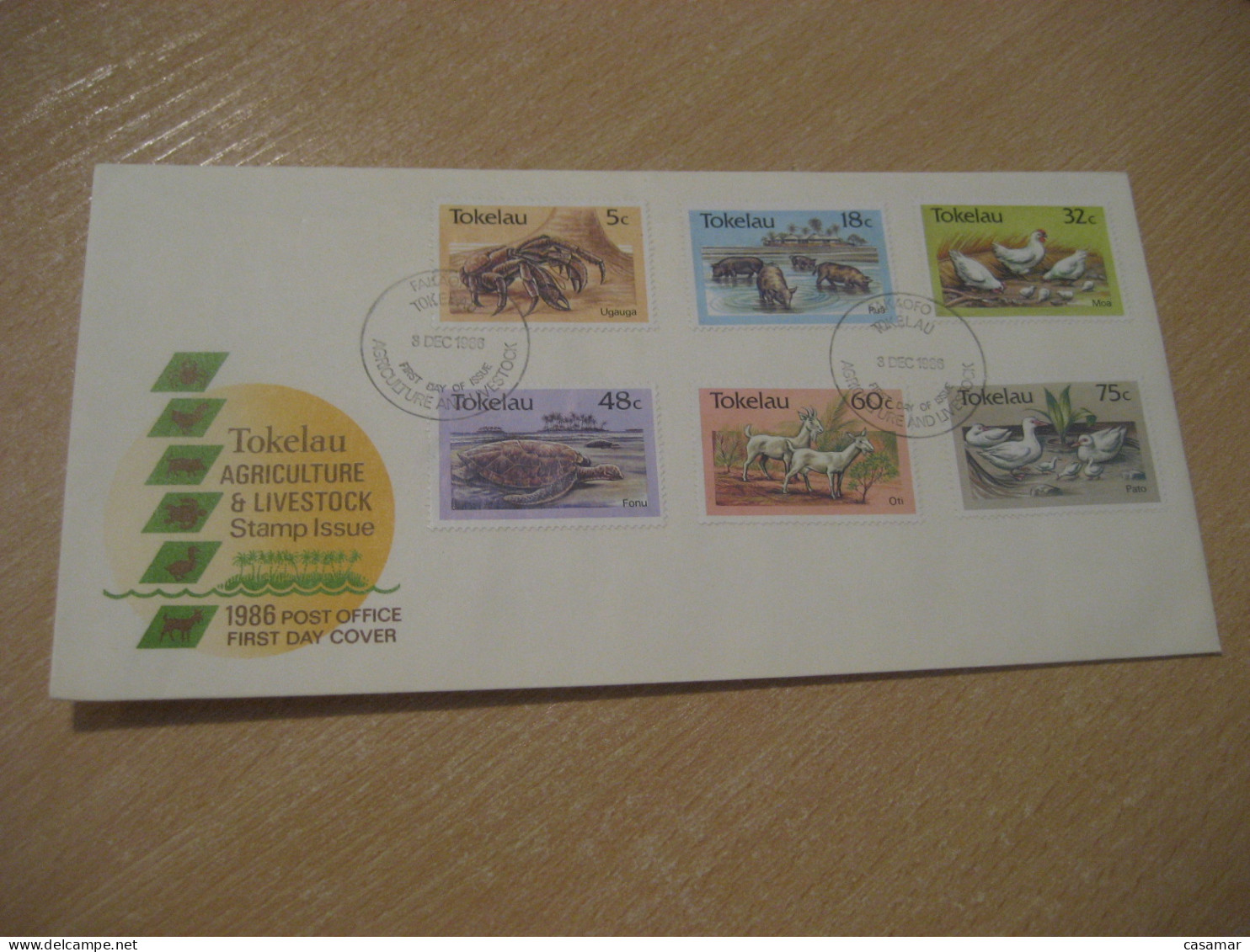 FAKAOFO 1986 Yvert 137/42 Turtle Tortue Pig Duck Poultry Crabe Crab Crustacean FDC Cancel Cover TOKELAU - Tokelau