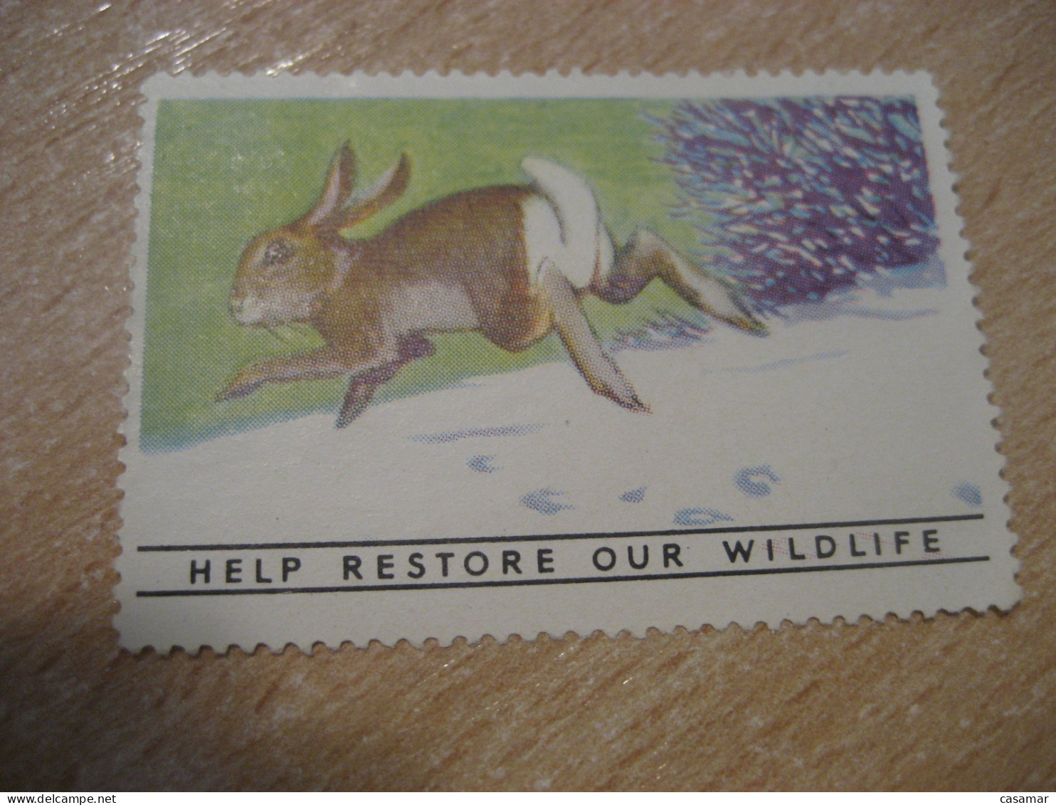 Help Restore Our Wildlife Rabbit Lapin Poster Stamp Vignette Label - Conejos