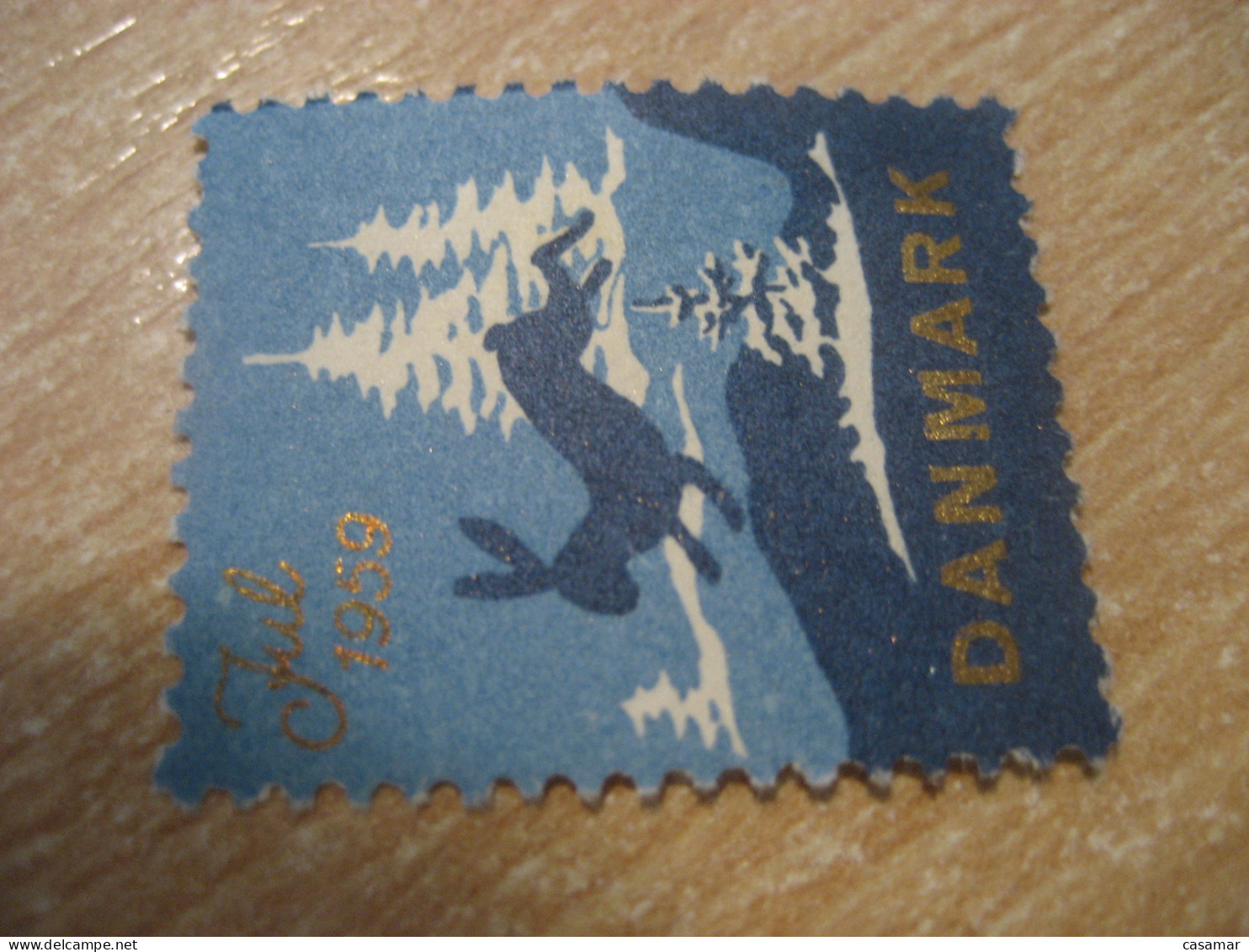 1959 Jul Rabbit Lapin Slight Faults Poster Stamp Vignette DENMARK Label - Conejos