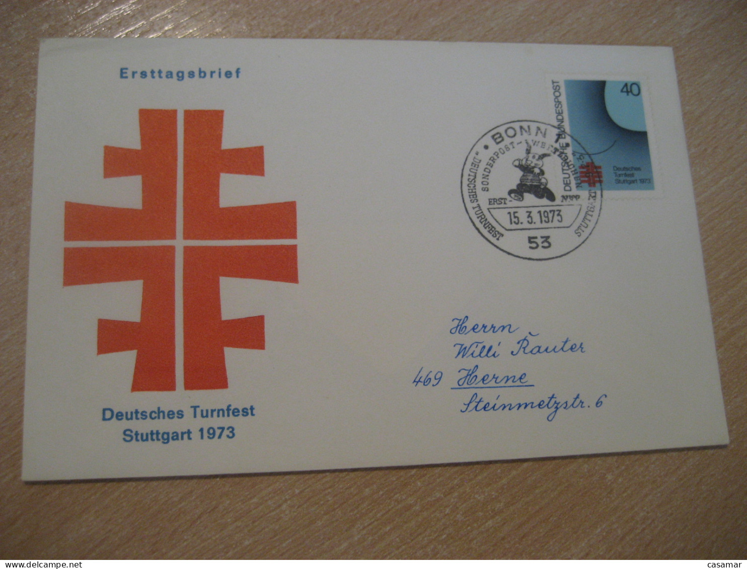 BONN 1973 Deutsches Turnfest Stuttgart Rabbit Lapin Cancel Cover GERMANY - Lapins