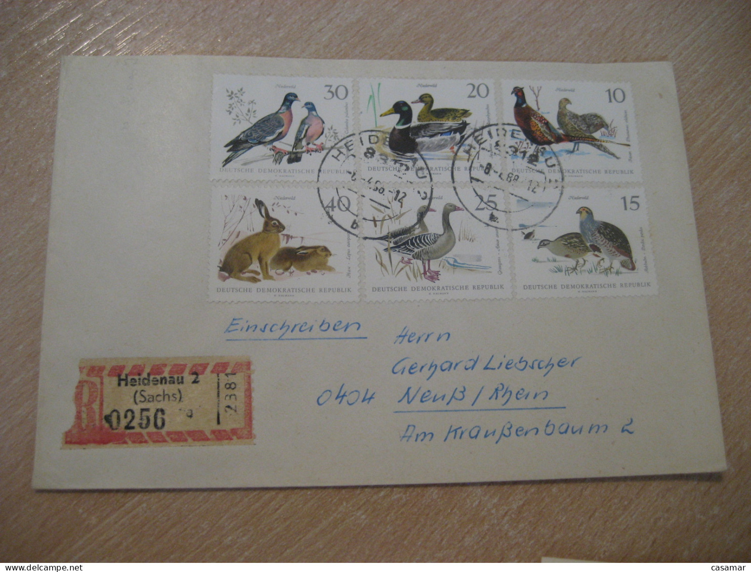 HEIDENAU 1968 1357/62 Set Rabbit Lapin Duck Ducks Bird Birds Express Cancel Cover DDR GERMANY - Lapins