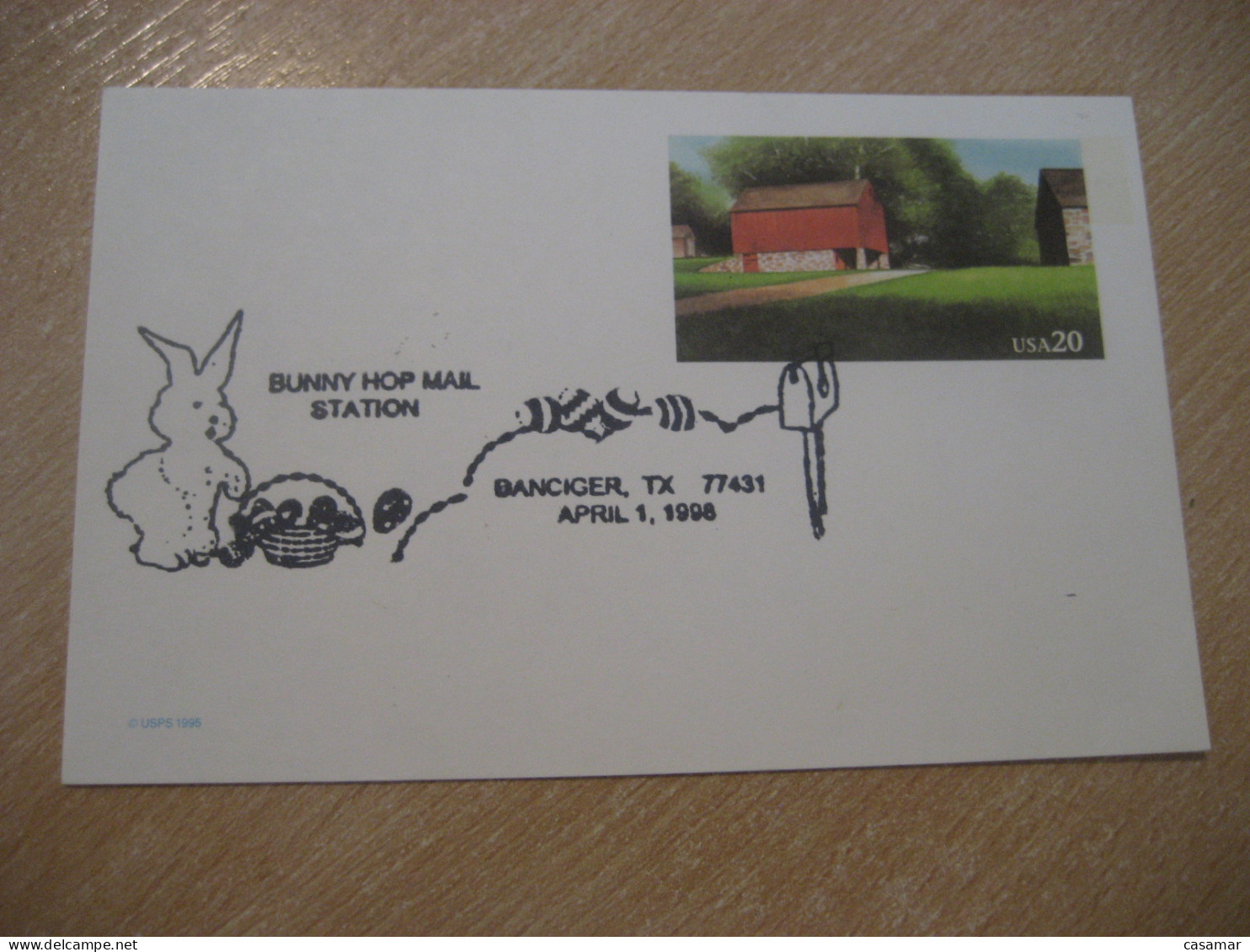 DANCIGER 1998 Bunny Hop Mail Rabbit Lapin Cancel Postal Stationery Card USA - Conejos