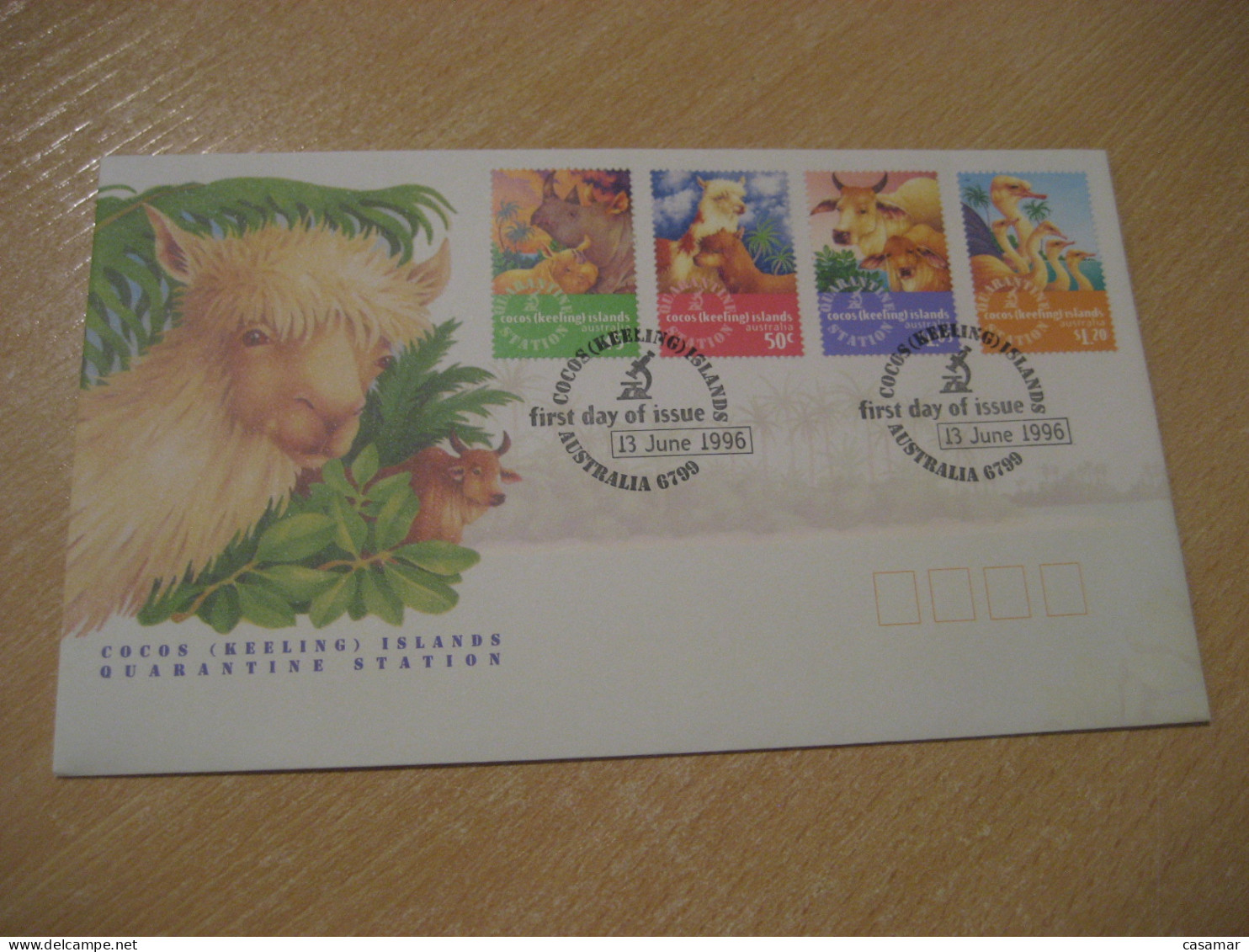 COCOS Keeling Islands 1996 Rhinoceros Rhino ... FDC Microscope Cancel Cover AUSTRALIA - Rhinoceros