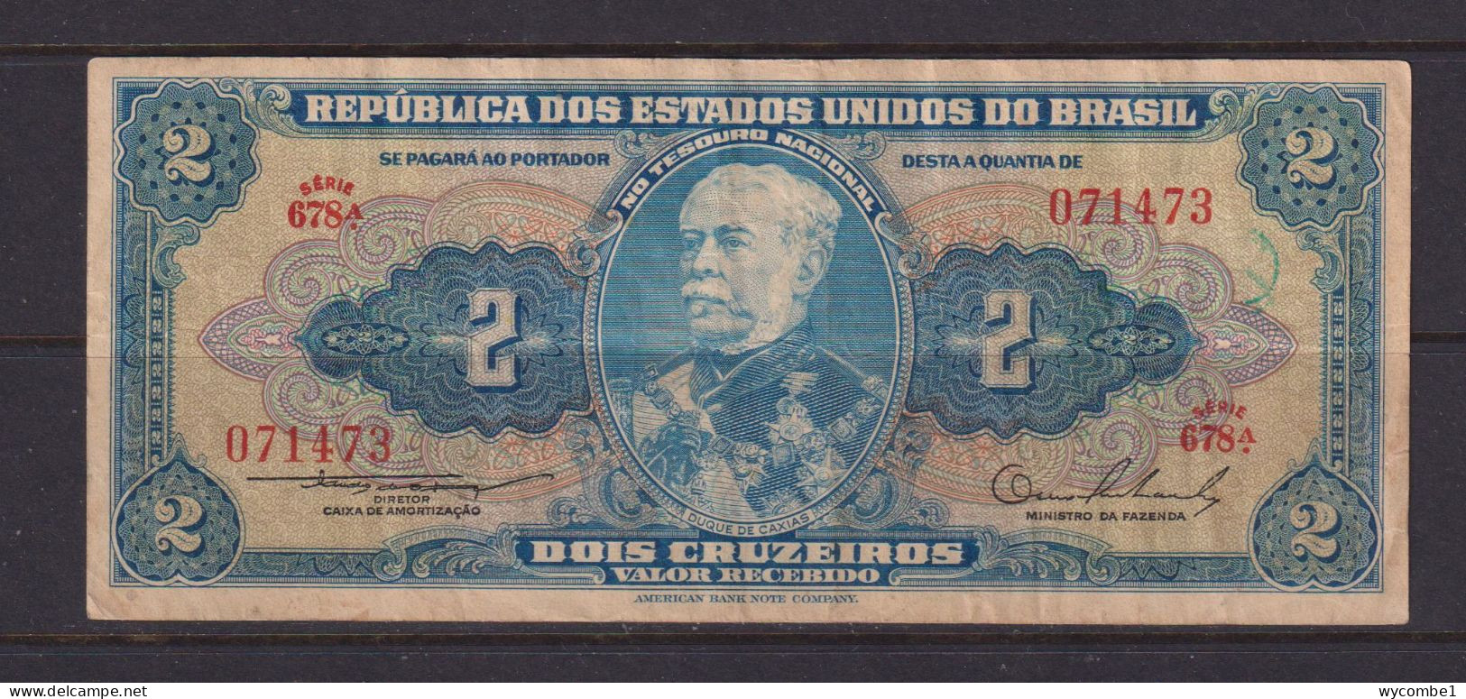 BRASIL - 1954-56 2 Cruzeiros Circulated Banknote - Brésil