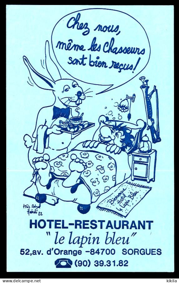 CPSM 9 X 14 Vaucluse SORGUES Hôtel Restaurant "Le Lapin Bleu" Chambre à Coucher Chasseur Illustrateur Kris Adzal Haïrdi - Sorgues