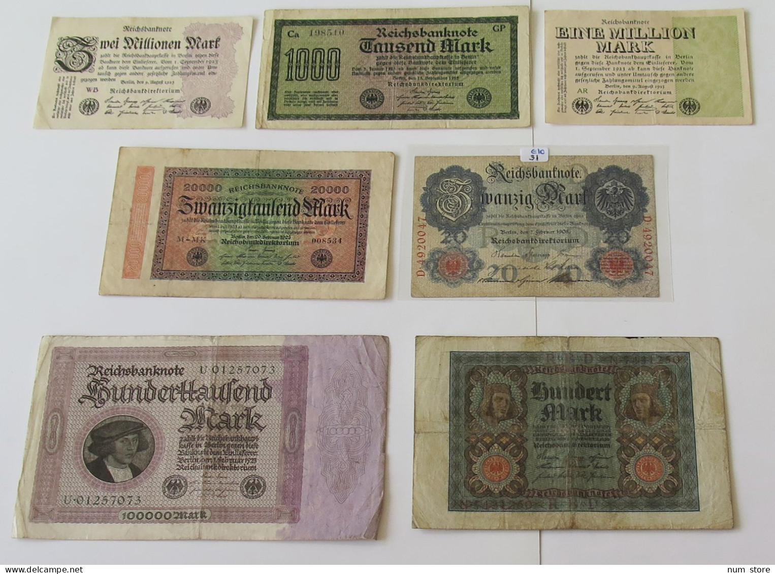 GERMANY COLLECTION BANKNOTES, LOT 15pc EMPIRE #xb 245 - Collections