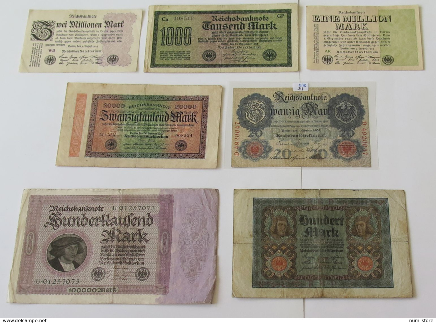 GERMANY COLLECTION BANKNOTES, LOT 15pc EMPIRE #xb 245 - Colecciones