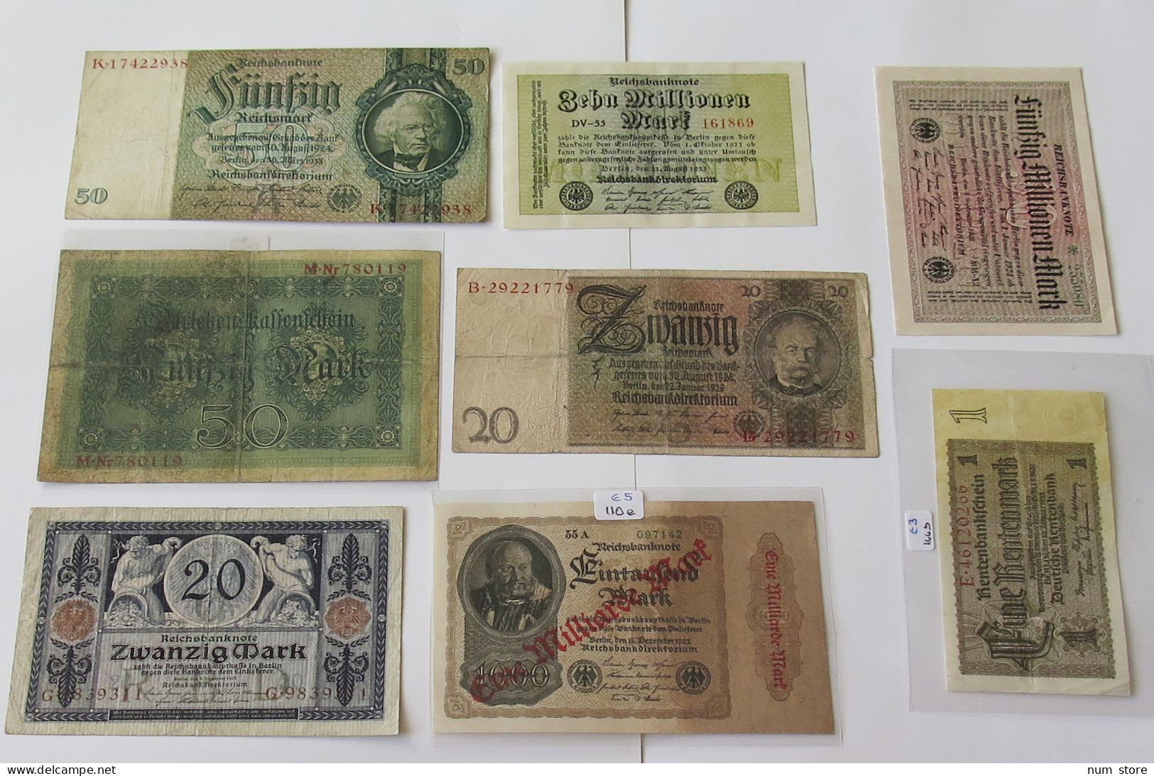 GERMANY COLLECTION BANKNOTES, LOT 15pc EMPIRE #xb 087 - Colecciones