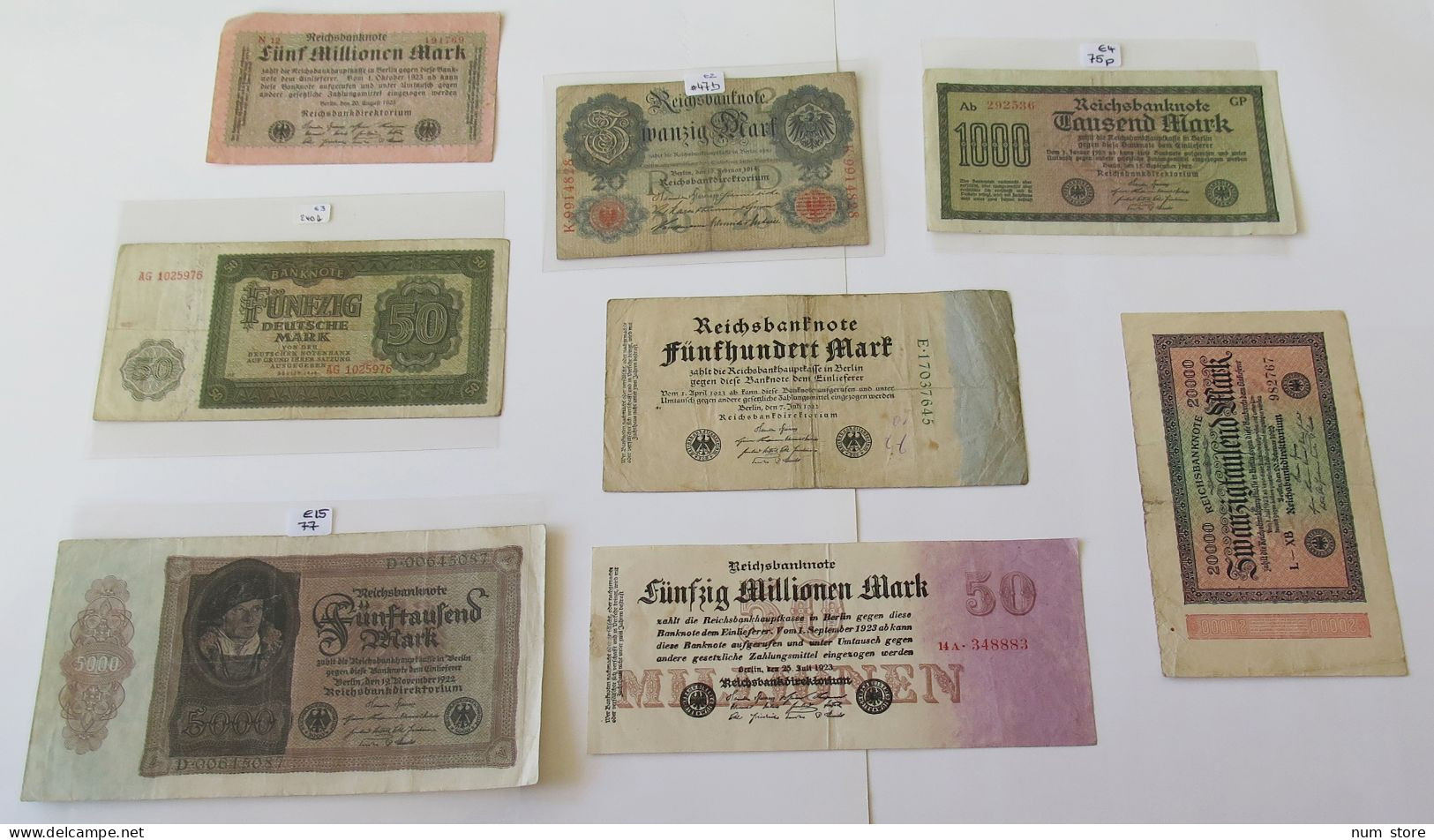 GERMANY COLLECTION BANKNOTES, LOT 15pc EMPIRE #xb 027 - Colecciones