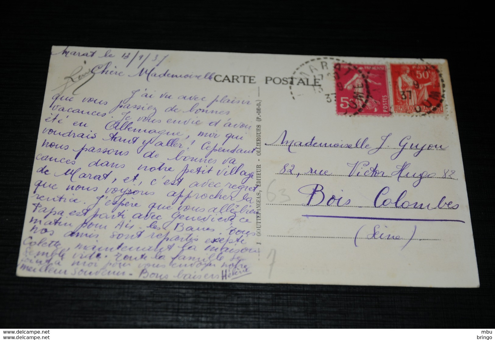 A8991        L'AUVERGNE, OLLIERGUES, LE DORE ET LES DEUX PONTS - 1937 - Auvergne Types D'Auvergne
