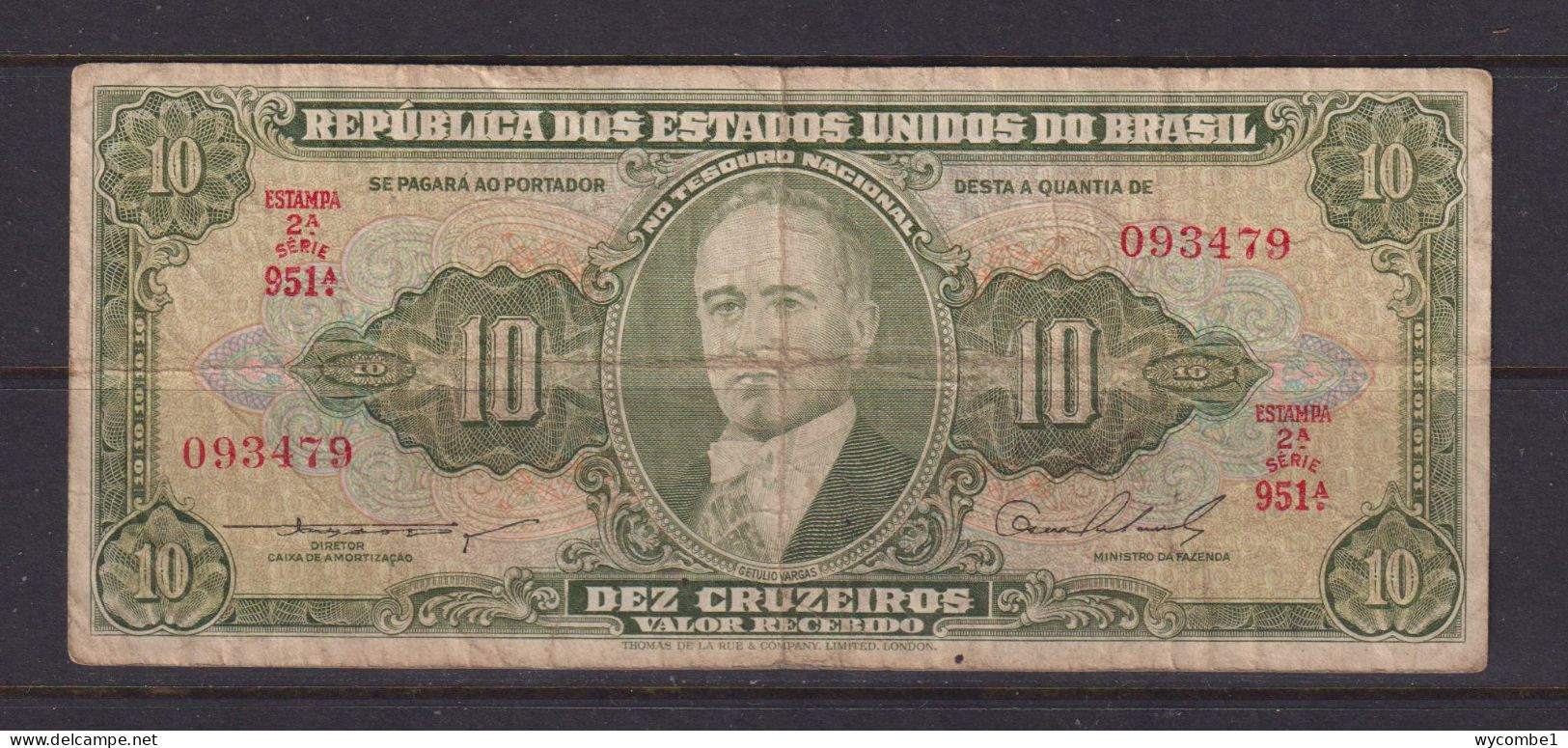 BRASIL - 1953-60 10 Cruzeiros Circulated Banknote - Brésil